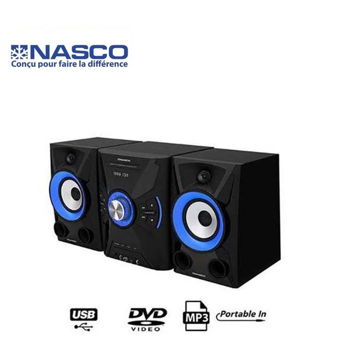 Nasco Chaîne HIFI SN-S777 - 2 Baffles - 200 W - USB - Radio Fm - MP3 - Noir