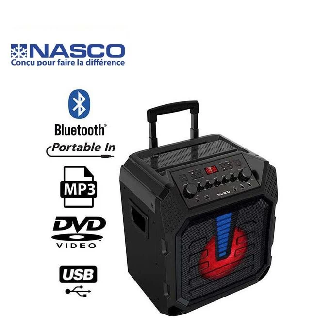 Nasco Enceinte bluetooth portable H-30 - USB ,Radio FM ,AUX, MIC - 30 W - Noir